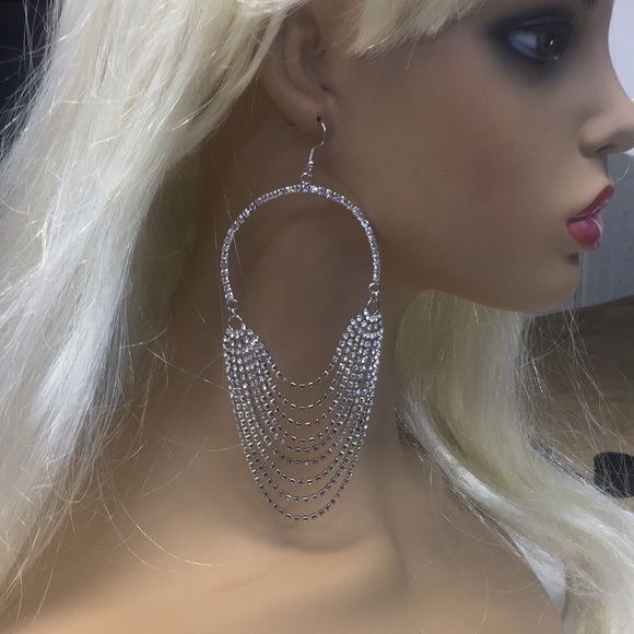 Bling Drape Rhinestone New Year’s Eve Earrings!!! - Picture 2 of 5